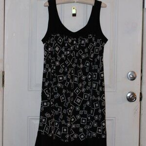 London Times Black & White Fun Squares Round Neck Sleeveless Midi Dress Size 20